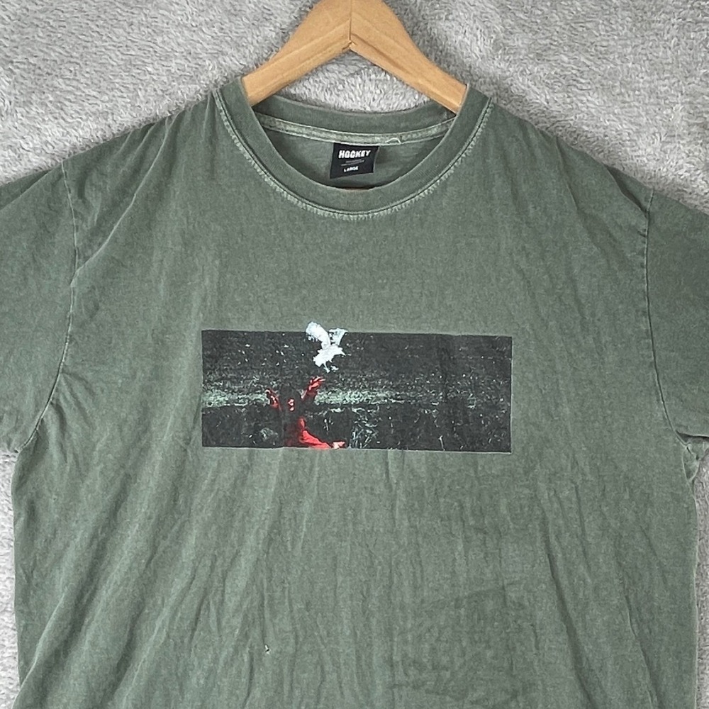 Hockey Skateboards Shirt Mens Large Green Y2K‎ Box Logo Graphic Tee